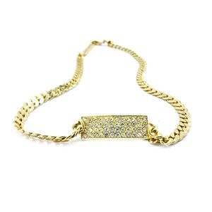 80S Pave Rhinestone Gold Tone Chain Layering Necklace